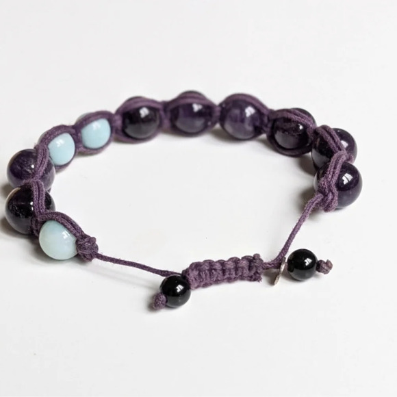 Amethyst and Amazonite round beads bracelet - Picture 4 of 5